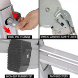 NNEMB Bullet 4m Folding Aluminium Multipurpose Ladder, w/ Workshelf Platform, Spring Assisted Rapid Safety Lock Adjusters