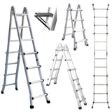 NNEMB Bullet 4m Folding Aluminium Multipurpose Ladder, w/ Workshelf Platform, Spring Assisted Rapid Safety Lock Adjusters