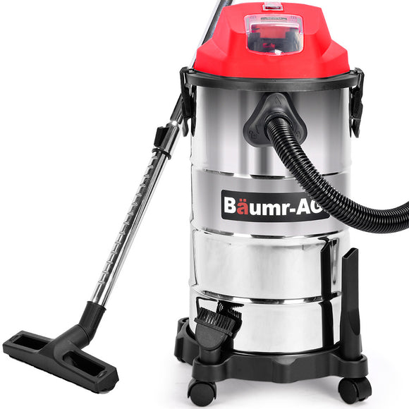 NNEMB 30L Cordless Wet & Dry Vacuum Cleaner Kit, with 4Ah battery and Charger, Blower, HEPA Filter, Accessories, Stainless Steel, for Car, Home, Garage