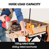 NNEMB Portable Multifunction Workbench, 2-in-1 Worktable and Sawhorse, Height Adjustable, Expandable