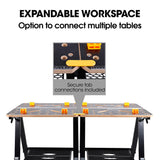 NNEMB Portable Multifunction Workbench, 2-in-1 Worktable and Sawhorse, Height Adjustable, Expandable