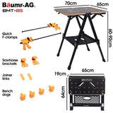 NNEMB Portable Multifunction Workbench, 2-in-1 Worktable and Sawhorse, Height Adjustable, Expandable