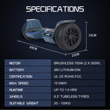 NNEMB SX-4500 Hoverboard Scooter, 8.5' Wheels, 700W Brushless, Superior Self Balancing System, UL Certified, LED Lights, Carry Bag, Navy Blue