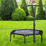 NNEDSZ 48inch Hexagon Fitness Trampoline Rebounder Adjustable Handrail Blue