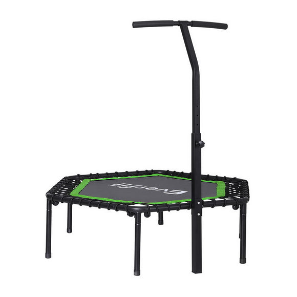 NNEDSZ 48inch Hexagon Fitness Trampoline Rebounder Adjustable Handrail Green