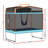 NNEDSZ 6FT Trampoline for Kids w/ Enclosure Safety Net Swing Rectangle Orange