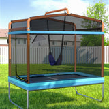 NNEDSZ 6FT Trampoline for Kids w/ Enclosure Safety Net Swing Rectangle Orange