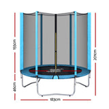 NNEDSZ Everfit Trampoline 6FT Kids Trampolines Safety Net Pad Round Blue