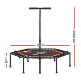NNEDSZ Everfit 51inch Hexagon Fitness Trampoline Rebounder Adjustable Handrail Orange