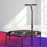 NNEDSZ Everfit 51inch Hexagon Fitness Trampoline Rebounder Adjustable Handrail Orange
