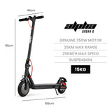 NNEMB Urban 8 Electric Scooter, Suspension, 25km Range, 8.5-Inch Wheels, Brushless Motor, Motorised Commuter eScooter for Adults, Black