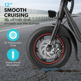 NNEMB Electric Scooter with Seat, Disc brakes, 12' Tyres, Motorised eScooter for Adults Teens Commuter