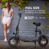NNEMB Electric Scooter with Seat, Disc brakes, 12' Tyres, Motorised eScooter for Adults Teens Commuter