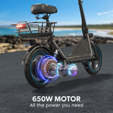 NNEMB Electric Scooter with Seat, 30km Range, Disc brakes, 14' Tyres, Motorised eScooter for Adults Teens Commuter
