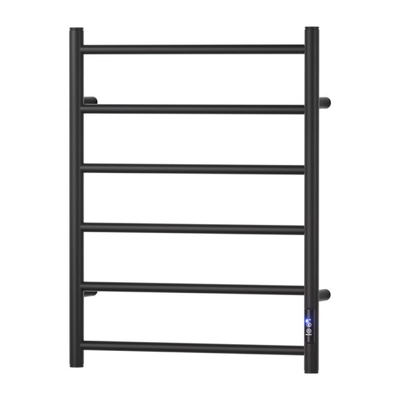 NNEDSZ Devanti Heated Towel Rail 6 Round Bars  with Timer Electric Heater Warmer Rack