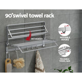 NNEDSZ Towel Rail Rack Holder 4 Bars Wall Mounted Aluminium Foldable Hanging Hook