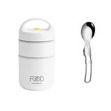 NNEOBA 680ml Stainless Steel Thermal Porridge Cup Insulated Lunch Box White