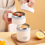 NNEOBA 680ml Stainless Steel Thermal Porridge Cup Insulated Lunch Box White