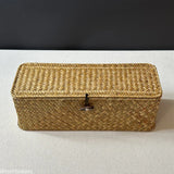 NNEOBA Multi-Purpose Seagrass Storage Basket with Lid and Sections