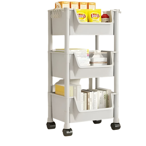 NNEOBA Portable Trolley Bookshelf with Wheels for Storage