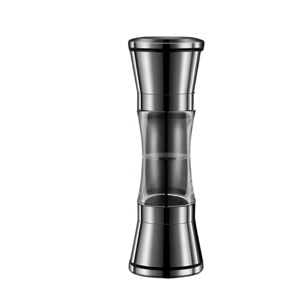 NNEOBA 2-in-1 Stainless Steel Pepper Grinder Double-Head Manual Spice Mill Silver