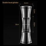 NNEOBA 2-in-1 Stainless Steel Pepper Grinder Double-Head Manual Spice Mill Silver