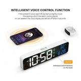 NNEOBA Music LED Digital Alarm Clock Temperature Date Display Desktop Mirror Clocks Home Table Decoration Voice Control 2400mAh Battery