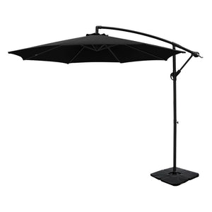 NNEDSZ 3m Umbrella w/Base Outdoor Cantilever Beach Garden Patio Parasol Black