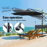 NNEDSZ 3m Umbrella w/Base Outdoor Cantilever Beach Garden Patio Parasol Black