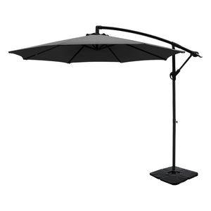 NNEDSZ 3m Umbrella w/Base Outdoor Cantilever Beach Garden Patio Parasol Charcoal