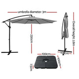 NNEDSZ Umbrella Outdoor Umbrellas Cantilever Sun Stand UV Garden Base Grey 3M