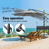 NNEDSZ Umbrella Outdoor Umbrellas Cantilever Sun Stand UV Garden Base Grey 3M