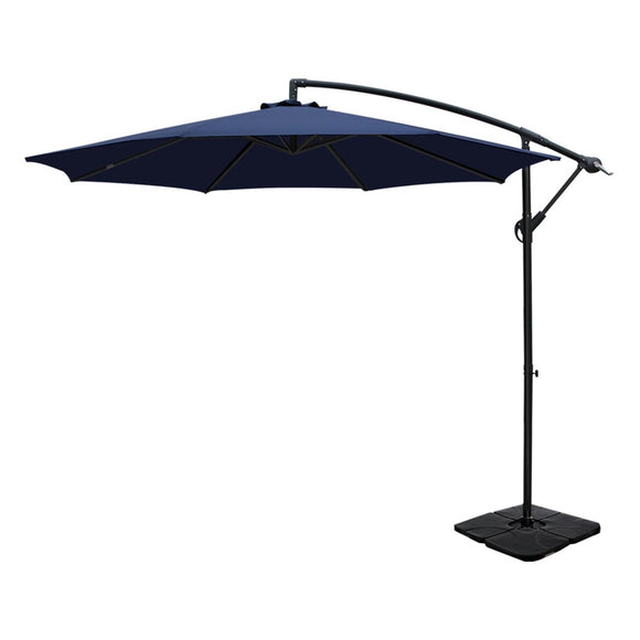 NNEDSZ 3m Umbrella w/Base Outdoor Cantilever Beach Garden Patio Parasol Navy