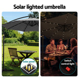 NNEDSZ Outdoor Umbrella 3M Cantilever Beach LED Garden Shade Patio Charcoal