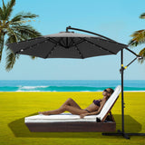 NNEDSZ Outdoor Umbrella 3M Cantilever Beach LED Garden Shade Patio Charcoal