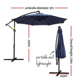 NNEDSZ Outdoor Umbrella 3M Cantilever Beach LED Umbrellas Garden Shade Patio