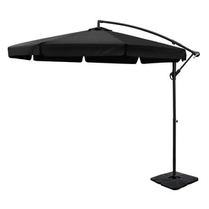 NNEDSZ 3m Outdoor Umbrella w/Base Cantilever Garden Beach Patio Black