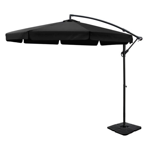 NNEDSZ 3m Outdoor Umbrella w/Base Cantilever Garden Beach Patio Black