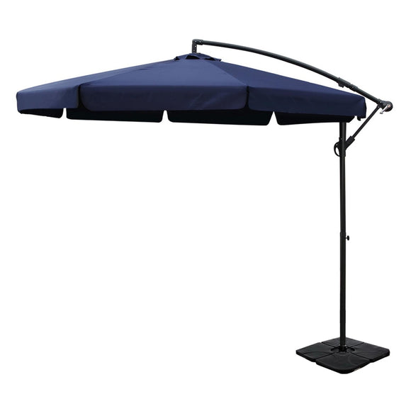 NNEDSZ 3m Outdoor Umbrella w/Base Cantilever Garden Beach Patio Navy