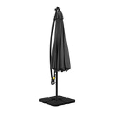 NNEDSZ Outdoor Umbrella 3M Cantilever Beach LED Base Garden Sun Patio Charcoal