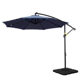 NNEDSZ Outdoor Umbrella 3M Cantilever Beach LED w/Base Garden Shade Patio Navy