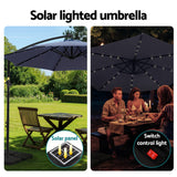 NNEDSZ Outdoor Umbrella 3M Cantilever Beach LED w/Base Garden Shade Patio Navy
