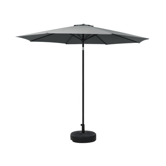 NNEDSZ 2.7m Outdoor Umbrella w/Base Pole Stand Garden Sun Charcoal