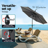 NNEDSZ 2.7m Outdoor Umbrella w/Base Pole Stand Garden Sun Charcoal