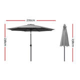 NNEDSZ Outdoor Umbrella 2.7m Beach Pole Garden Tilt Sun Patio UV Charcoal