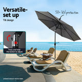 NNEDSZ Outdoor Umbrella 2.7m Beach Pole Garden Tilt Sun Patio UV Charcoal