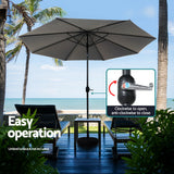 NNEDSZ Outdoor Umbrella 2.7m Beach Pole Garden Tilt Sun Patio UV Charcoal