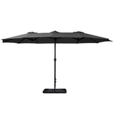 NNEDSZ 4.57m Outdoor Umbrella w/Base Stand Beach Pole Garden Tilt Black