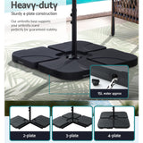 NNEDSZ 4.57m Outdoor Umbrella w/Base Stand Beach Pole Garden Tilt Black