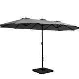 NNEDSZ 4.57m Outdoor Umbrella w/Base Stand Beach Pole Garden Tilt Charcoal